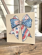 Patriotic Bow Wooden Decor Sign