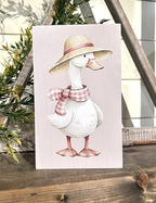 Goose with Sunhat Wooden Block Sign