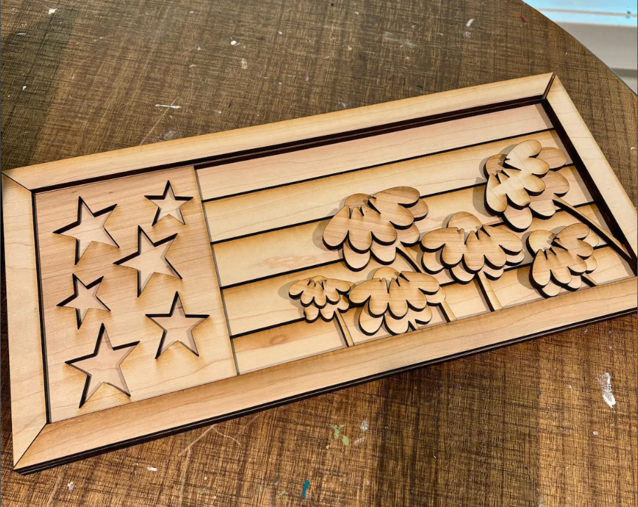American Flag Daisy Wooden Mini Project