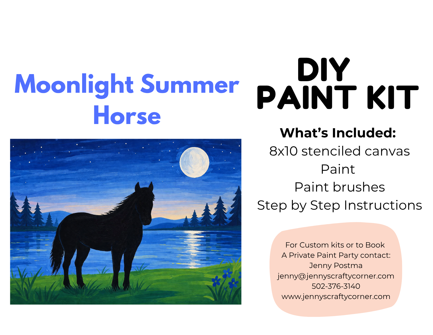 Moonlight Summer Horse Canvas Art Kit