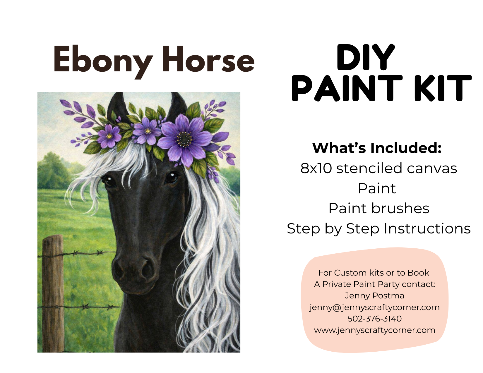 Ebony Horse Canvas Art Kit