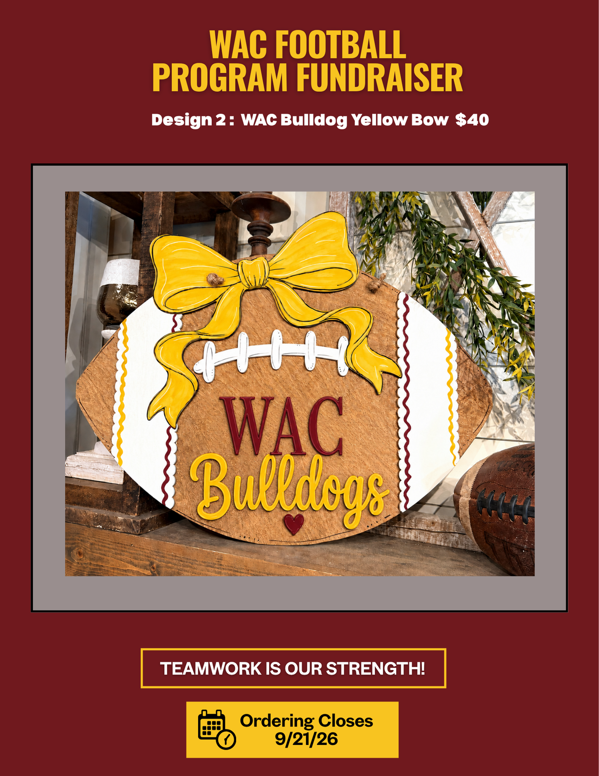 Design 2 :  WAC Bulldog Yellow Bow