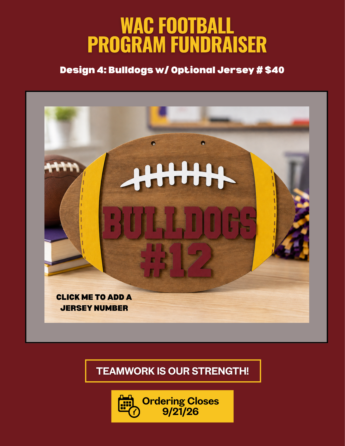 Design 4: Bulldogs w/ Optional Jersey #