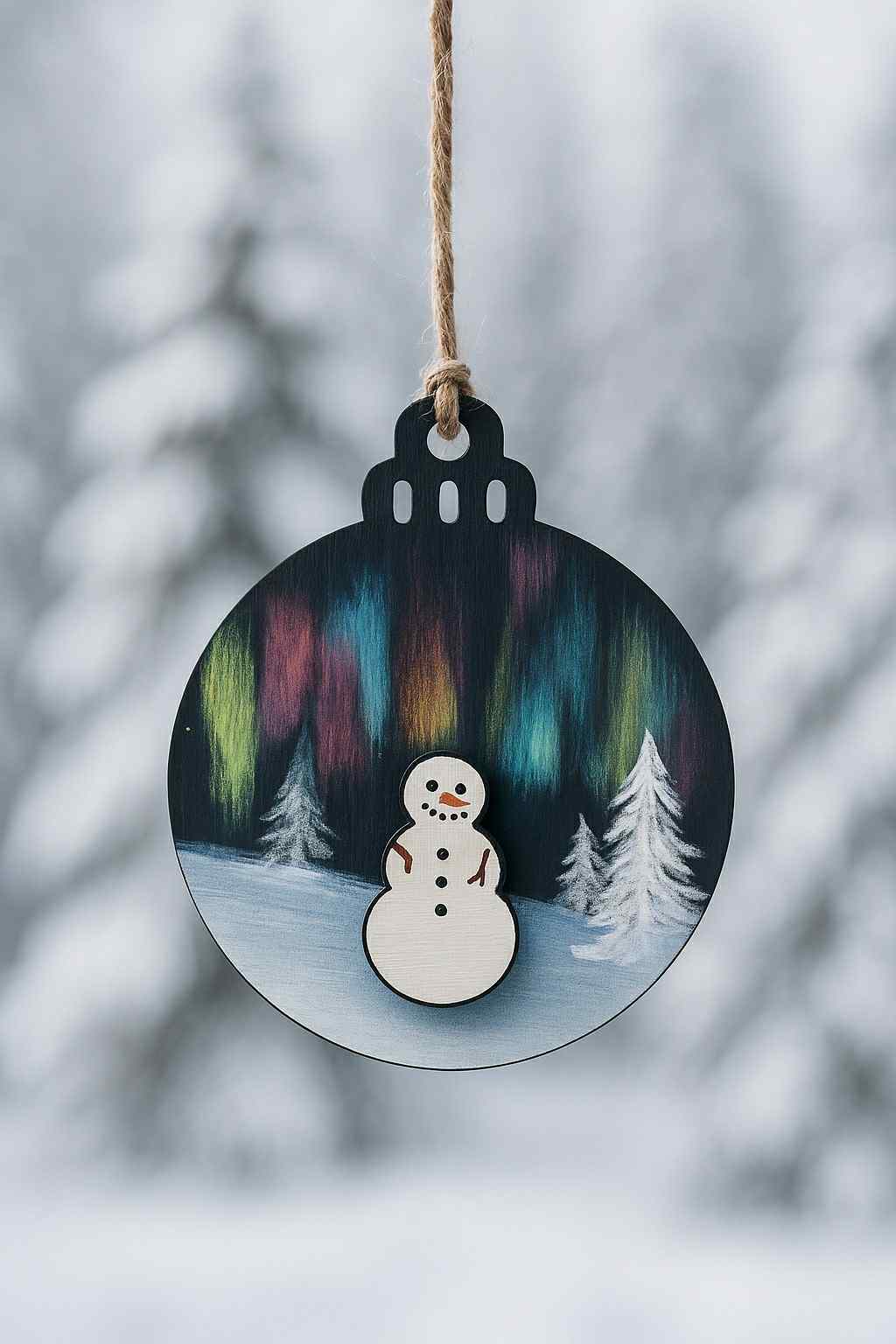 Northern Lights Snowman Ornament