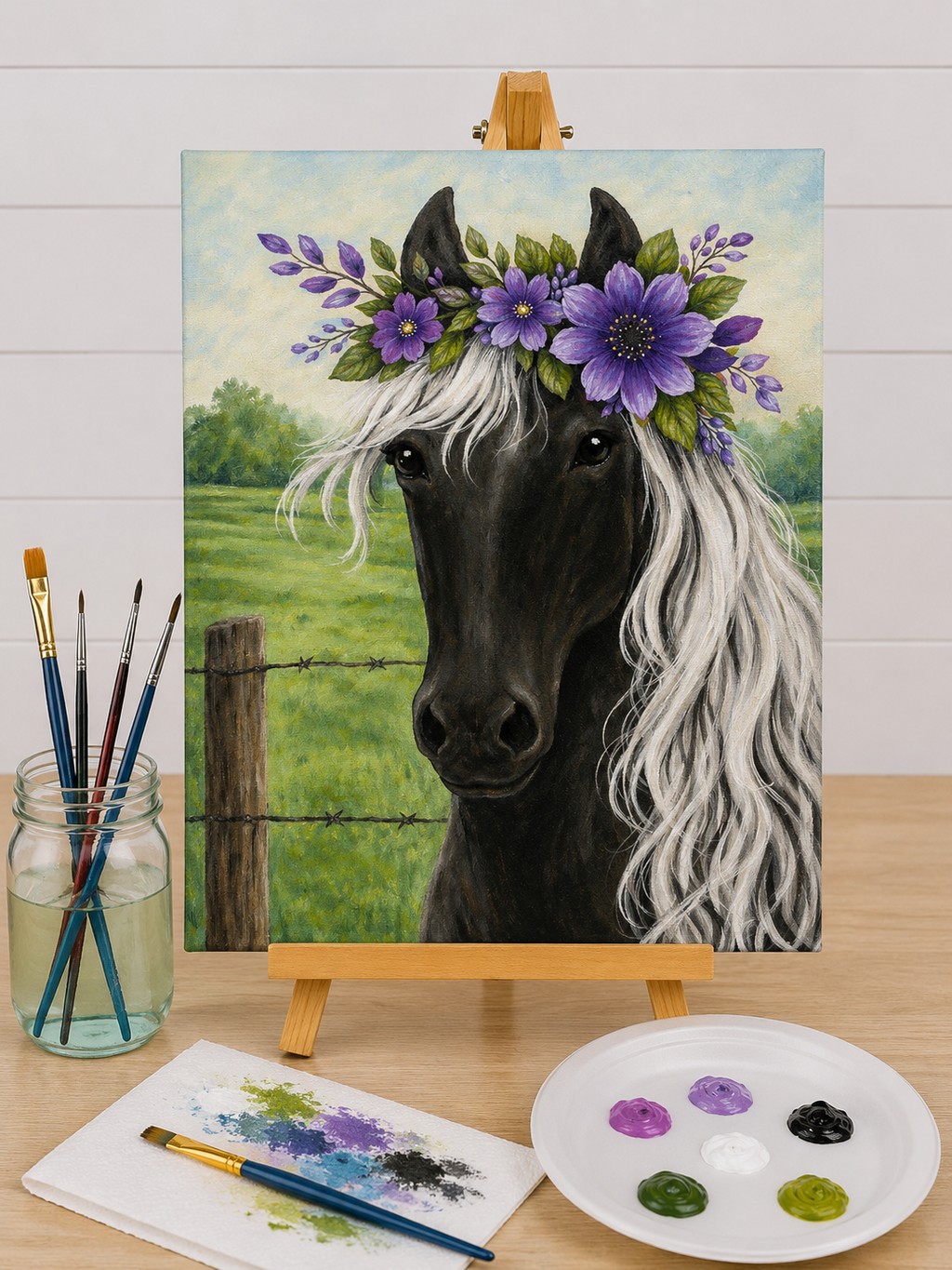 Ebony Horse Canvas Art Kit
