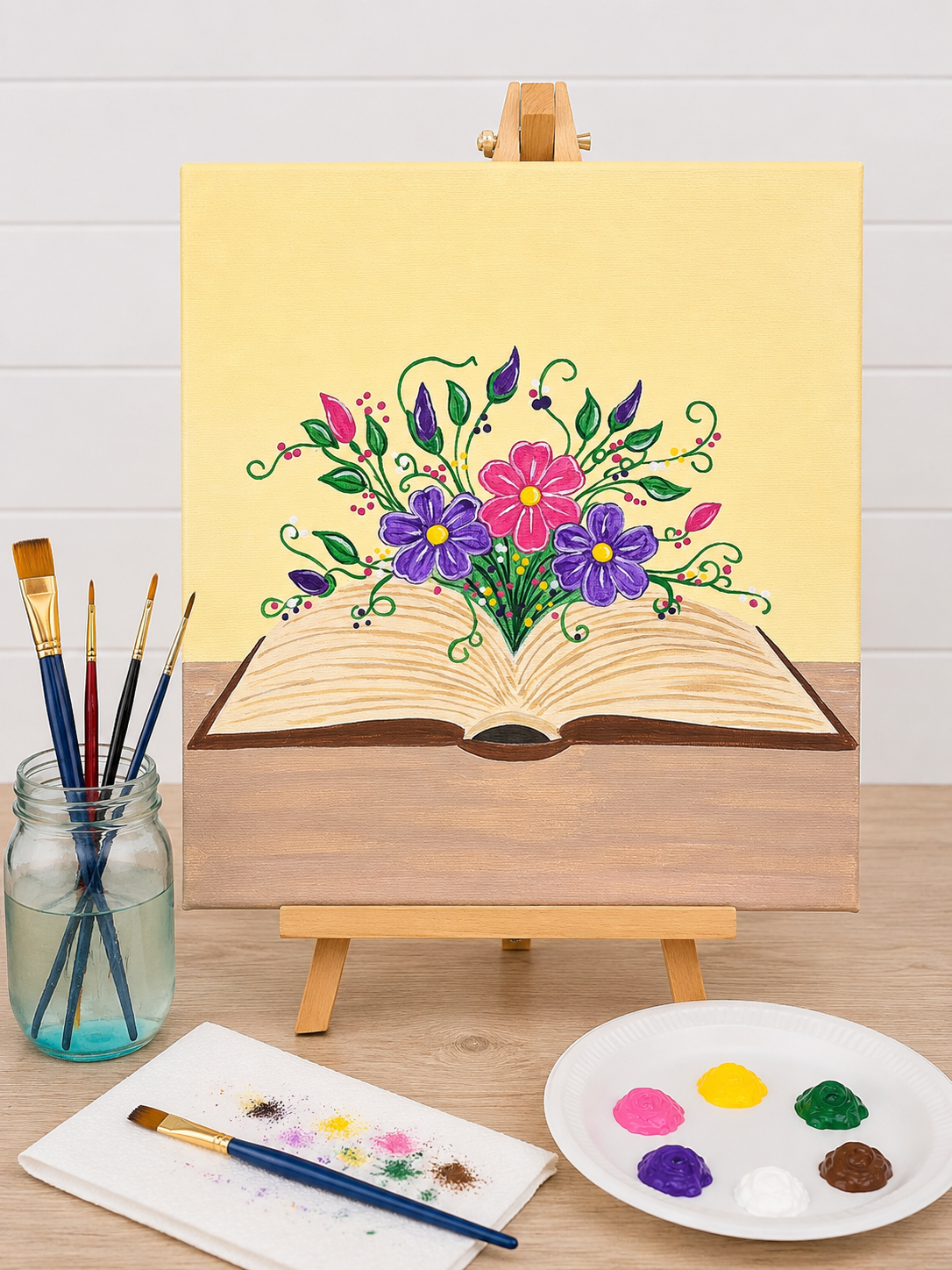 Floral Book Canvas Art Kit