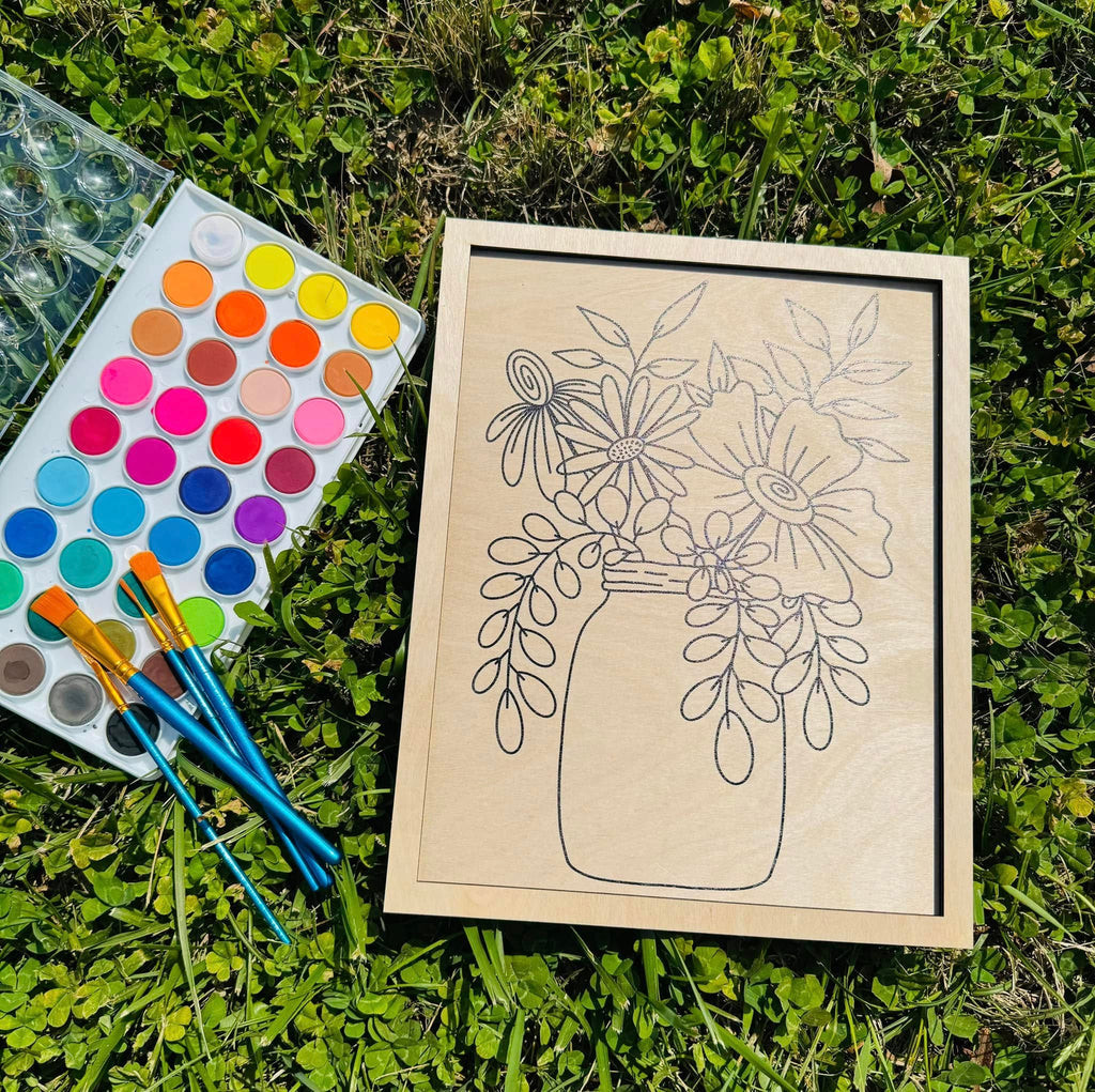 Wooden Canvas Watercolor Flower Art – 9.5" x 12"