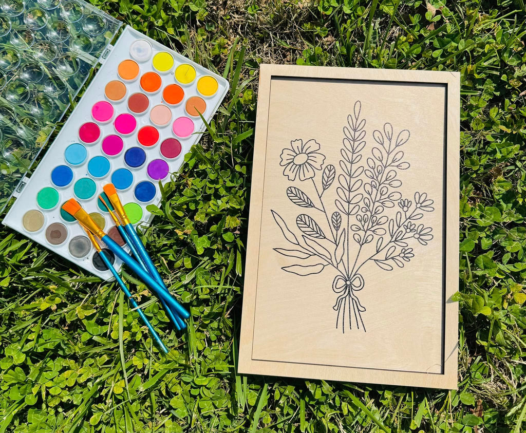 Wooden Canvas Watercolor Flower Art – 9.5" x 12"