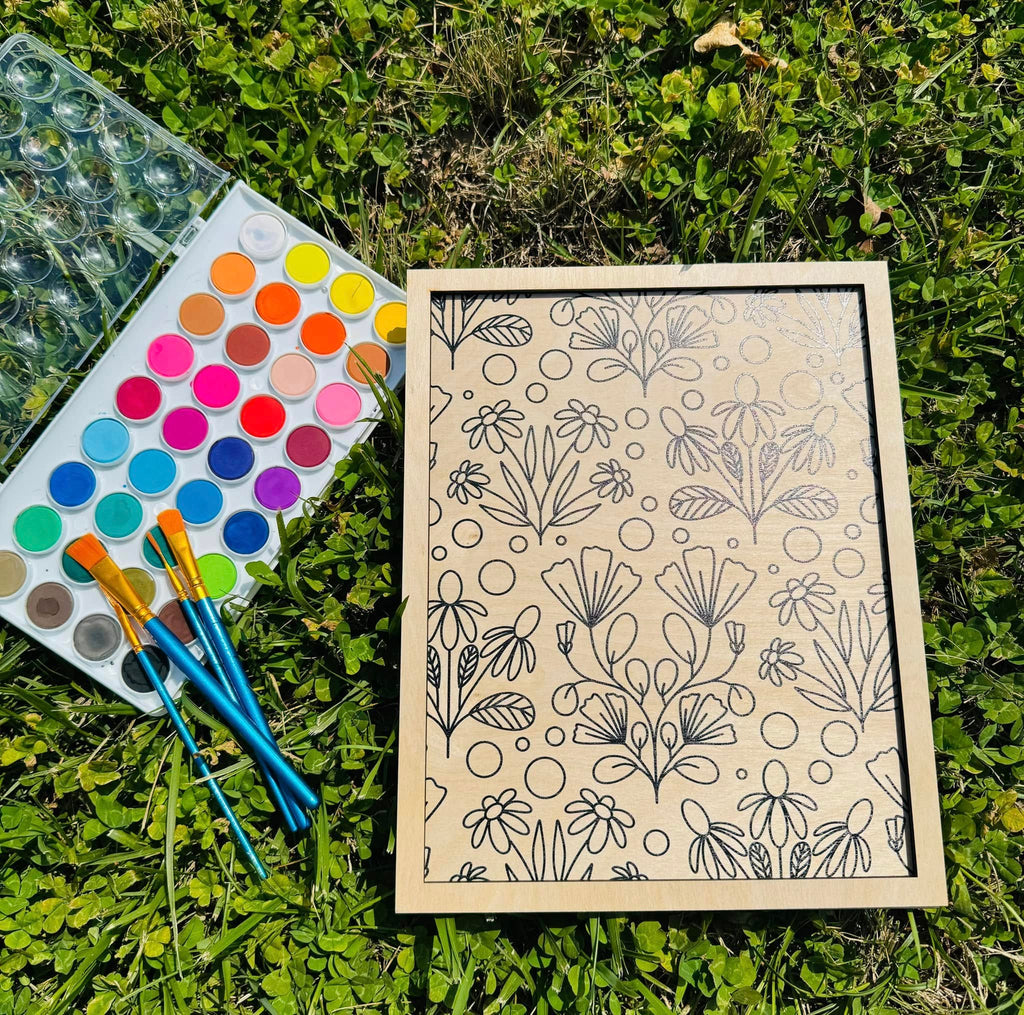 Wooden Canvas Watercolor Flower Art – 9.5" x 12"
