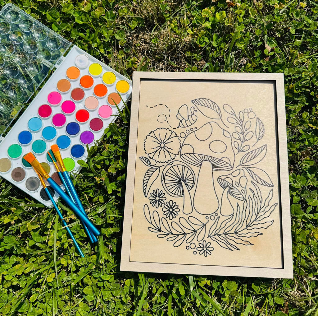 Wooden Canvas Watercolor Flower Art – 9.5" x 12"