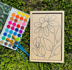 Wooden Canvas Watercolor Flower Art – 9.5" x 12"