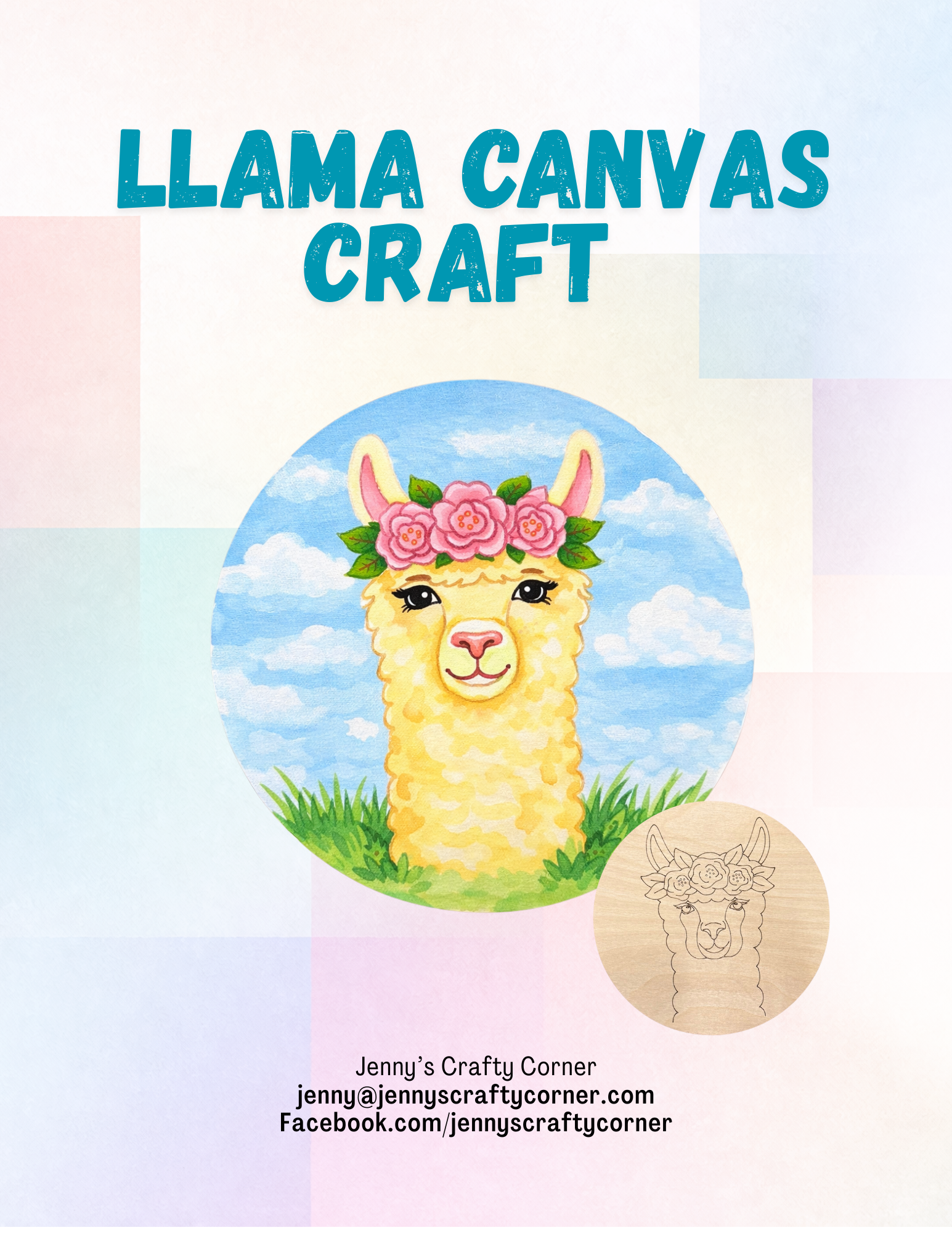 Llama Wooden Canvas Art Kit