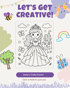 Princess 5x7 Kids Canvas Art Kit