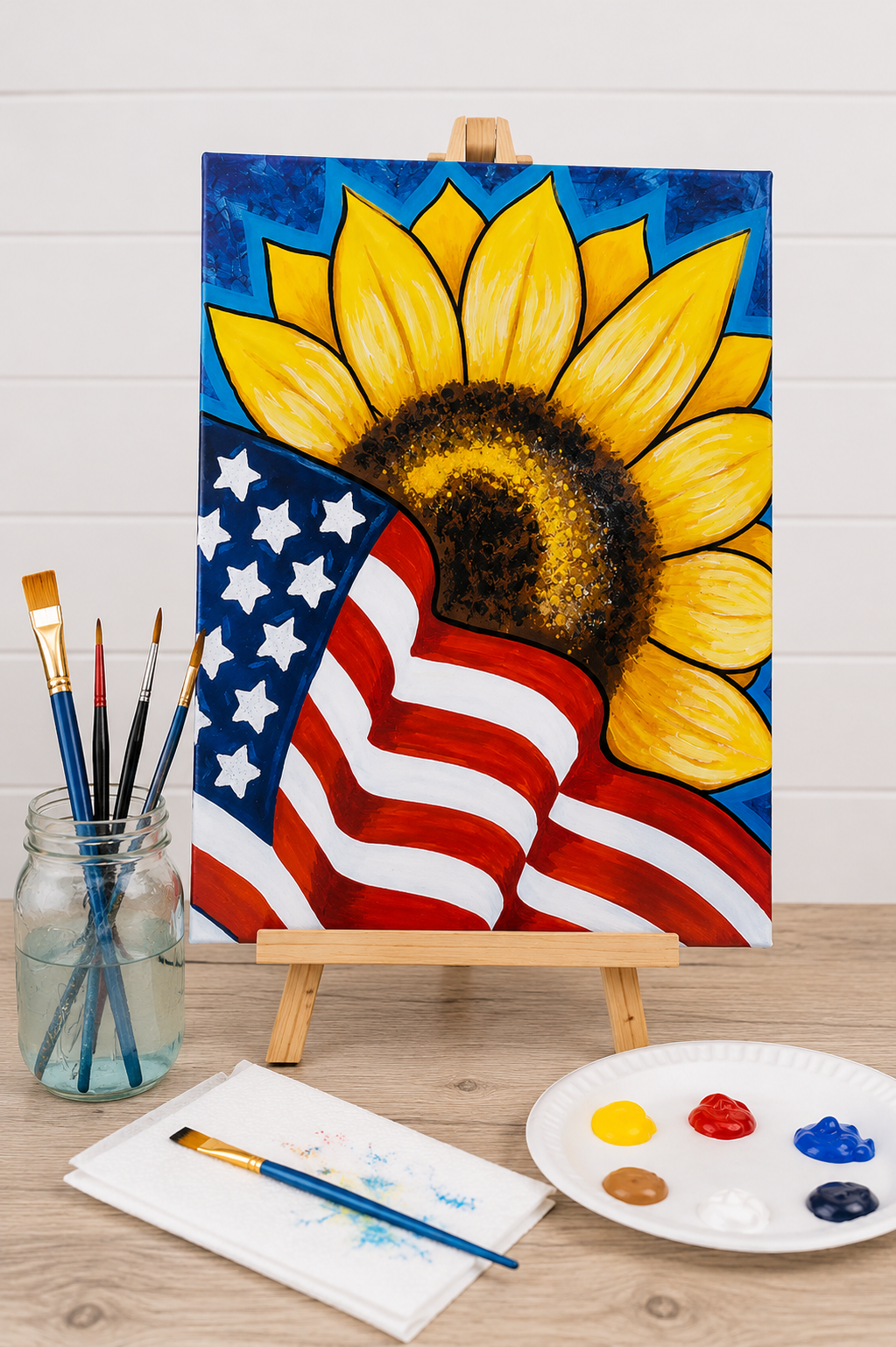 American Sunflower Canvas Art Kit