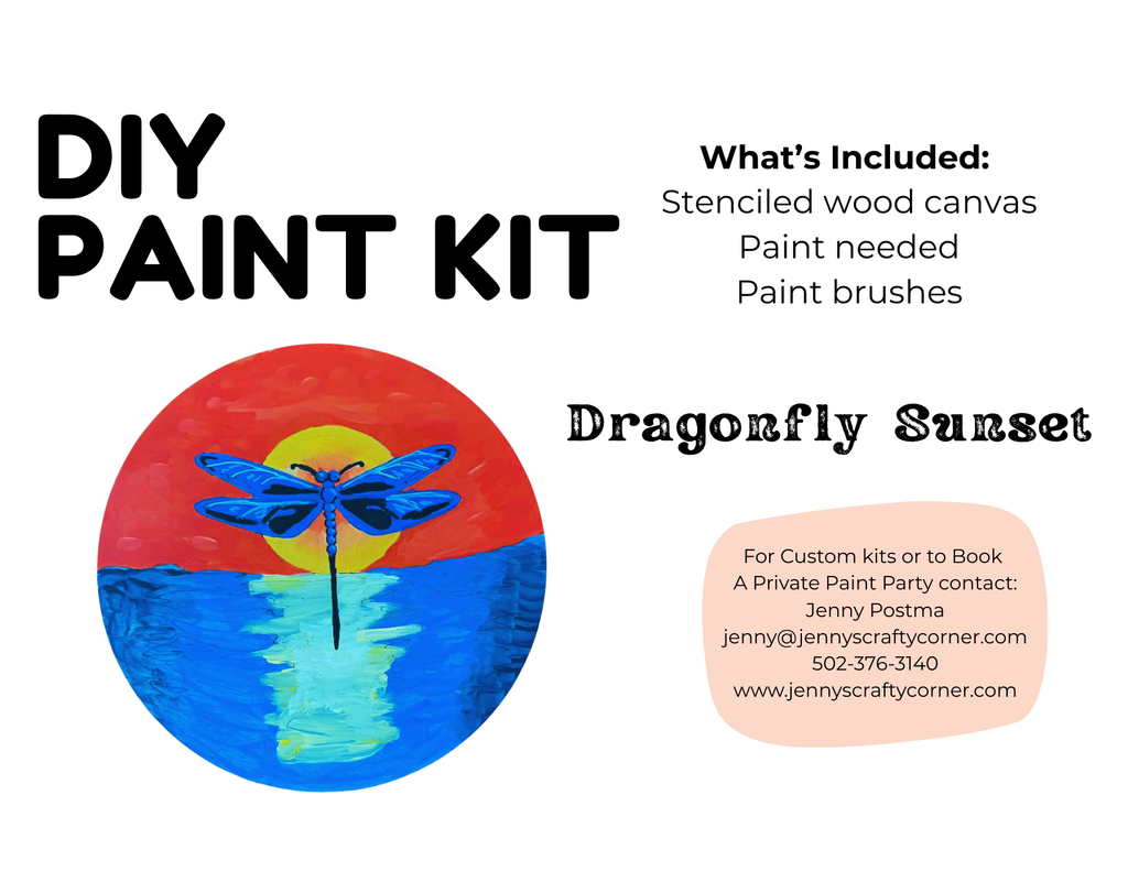 Dragonfly Sunset Wooden Canvas Art Kit