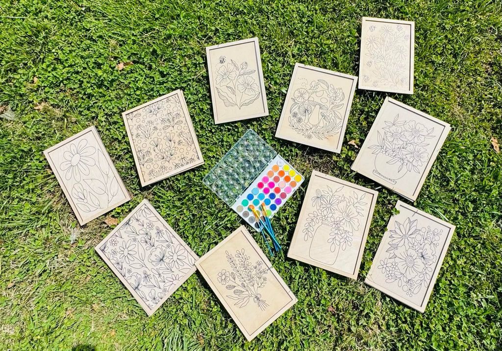 Wooden Canvas Watercolor Flower Art – 9.5" x 12"
